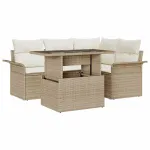 Set de canapele pentru grădină cu pernă 5 pcs Bej Poli Rattan GartenMobel Dekor