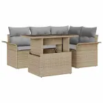 Set de canapele pentru grădină cu pernă 5 pcs Bej Rattan poli GartenMobel Dekor