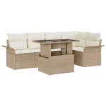 Set de canapele pentru grădină cu pernă 6 pcs Bej Rattan poli GartenMobel Dekor