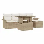 Set de canapele pentru grădină cu pernă 6 pcs Bej Rattan poli GartenMobel Dekor