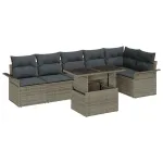 Set de canapele pentru grădină cu pernă 7 pcs Gri Rattan poli GartenMobel Dekor