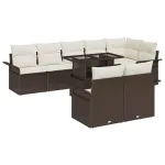 Set de canapele pentru grădină cu pernă 9 pcs Maro Rattan poli GartenMobel Dekor