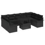 Set de canapele pentru grădină Manual 10 pcs Negru Poli Rattan GartenMobel Dekor