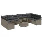 Set de canapele pentru grădină cu pernă 11 pcs Gri Poli Rattan GartenMobel Dekor
