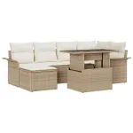 Set de canapele pentru grădină cu pernă 7 pcs Bej Rattan poli GartenMobel Dekor