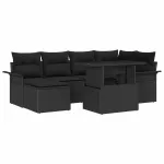Set de canapele pentru grădină cu pernă 7 pcs Negru Rattan poli GartenMobel Dekor