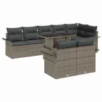 Set de canapele pentru grădină cu pernă 9 pcs Gri Rattan poli GartenMobel Dekor