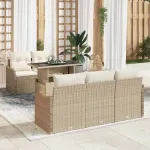 Set de canapele pentru grădină cu pernă 6 pcs Bej Poli Rattan GartenMobel Dekor