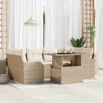 Set de canapele pentru grădină cu pernă 7 pcs Bej Poli Rattan GartenMobel Dekor