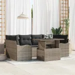 Set de canapele pentru grădină cu pernă 7 pcs Gri Poli Rattan GartenMobel Dekor