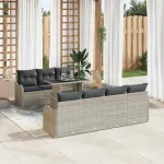 Set de canapele pentru grădină 8 pcs Gri deschis Poli Rattan GartenMobel Dekor