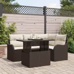 Set de canapele pentru grădină cu pernă 5 pcs Maro Poli Rattan GartenMobel Dekor