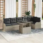 Set de canapele pentru grădină 7 pcs Gri deschis Poli Rattan GartenMobel Dekor