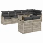 Set de canapele pentru grădină 9 pcs Gri deschis Poli Rattan GartenMobel Dekor