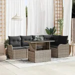 Set de canapele pentru grădină cu pernă 6 pcs Gri Poli Rattan GartenMobel Dekor