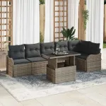 Set de canapele pentru grădină cu pernă 7 pcs Gri Poli Rattan GartenMobel Dekor