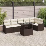 Set de canapele pentru grădină cu pernă 7 pcs Maro Poli Rattan GartenMobel Dekor