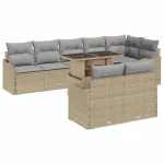 Set de canapele pentru grădină cu pernă 9 pcs Bej Poli Rattan GartenMobel Dekor