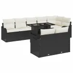 Set de canapele pentru grădină cu pernă 9 pcs Negru Poli Rattan GartenMobel Dekor