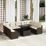 Set de canapele pentru grădină cu pernă 10 pcs Maro Poli Rattan GartenMobel Dekor