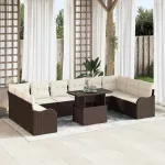 Set de canapele pentru grădină cu pernă 11 pcs Maro Poli Rattan GartenMobel Dekor