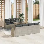 Set de canapele pentru grădină 8 pcs Gri deschis Poli Rattan GartenMobel Dekor