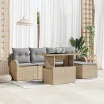 Set de canapele pentru grădină cu pernă 6 pcs Bej Rattan poli GartenMobel Dekor