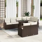 Set de canapele pentru grădină 9 pcs Maro Rattan poli GartenMobel Dekor