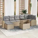 Set de canapele pentru grădină cu pernă 8 pcs Bej Rattan poli GartenMobel Dekor