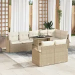 Set de canapele pentru grădină cu pernă 9 pcs Bej Rattan poli GartenMobel Dekor