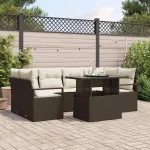 Set de canapele pentru grădină 7 pcs Maro Rattan poli GartenMobel Dekor