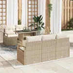 Set de canapele pentru grădină cu pernă 6 pcs Bej Rattan poli GartenMobel Dekor