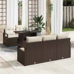 Set de canapele pentru grădină cu pernă 6 pcs Maro Rattan poli GartenMobel Dekor