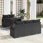 Set de canapele pentru grădină cu pernă 6 pcs Negru Rattan poli GartenMobel Dekor