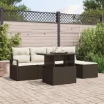Set de canapele pentru grădină 6 pcs Maro Rattan poli GartenMobel Dekor
