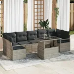 Set de canapele pentru grădină 8 pcs Gri deschis Rattan poli GartenMobel Dekor
