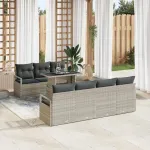 Set de canapele pentru grădină 8 pcs Gri deschis Rattan poli GartenMobel Dekor