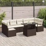 Set de canapele pentru grădină 8 pcs Maro Rattan poli GartenMobel Dekor