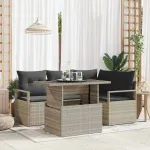 Set de canapele pentru grădină 5 pcs Gri deschis Rattan poli GartenMobel Dekor