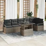 Set de canapele pentru grădină 7 pcs Gri Rattan poli GartenMobel Dekor