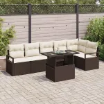 Set de canapele pentru grădină 7 pcs Maro Rattan poli GartenMobel Dekor