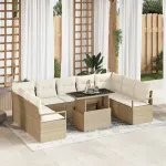 Set de canapele pentru grădină 10 pcs Bej Rattan poli GartenMobel Dekor
