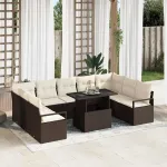 Set de canapele pentru grădină 10 pcs Maro Rattan poli GartenMobel Dekor