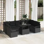 Set de canapele pentru grădină 10 pcs Negru Rattan poli GartenMobel Dekor
