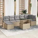 Set de canapele pentru grădină 8 pcs Bej Rattan poli GartenMobel Dekor
