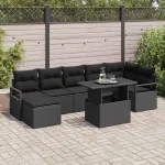Set de canapele pentru grădină 8 pcs Negru Rattan poli GartenMobel Dekor