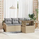 Set de canapele pentru grădină 5 pcs Bej Rattan poli GartenMobel Dekor