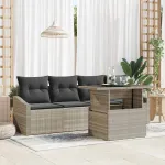 Set de canapele pentru grădină 5 pcs Gri deschis Rattan poli GartenMobel Dekor