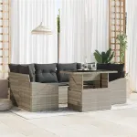 Set de canapele pentru grădină 7 pcs Gri deschis Rattan poli GartenMobel Dekor