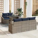 Set de canapele pentru grădină cu pernă 6 pcs Gri poliratan GartenMobel Dekor